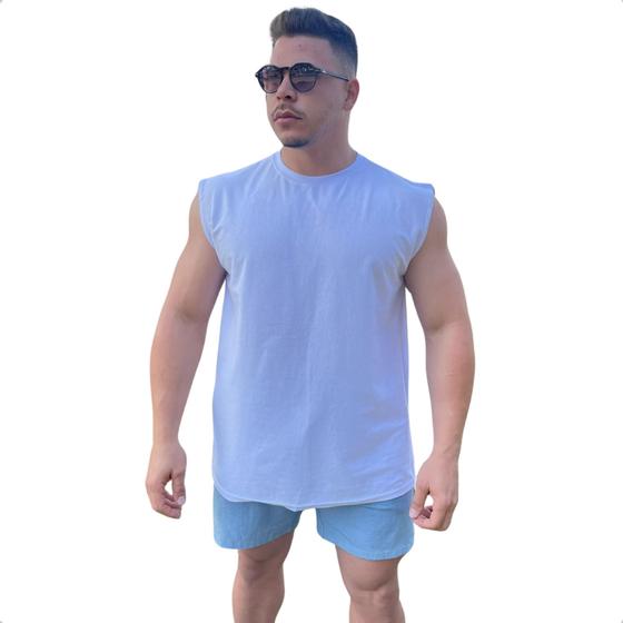 Imagem de Camiseta Masculina Cavada Regata Oversized Academia Treino