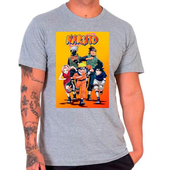 Imagem de Camiseta Masculina Cinza Desenho Naruto Anime 07