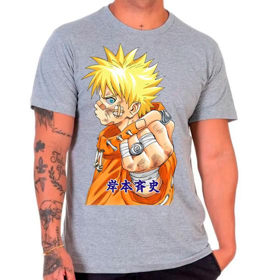 Imagem de Camiseta Masculina Cinza Desenho Naruto Anime 16