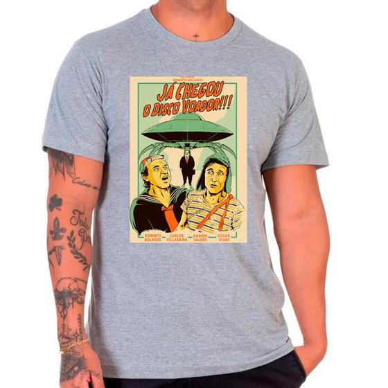 Imagem de Camiseta Masculina Cinza Disco Voador Chaves Desenho 07