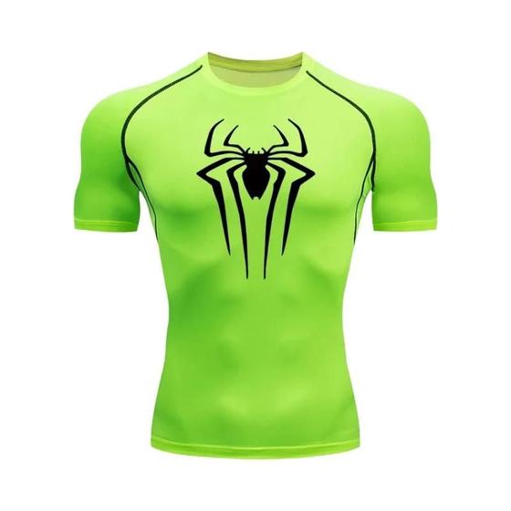 Imagem de Camiseta Masculina de Compressão com Estampa de Aranha - Secagem Rápida e Manga Curta para Treino