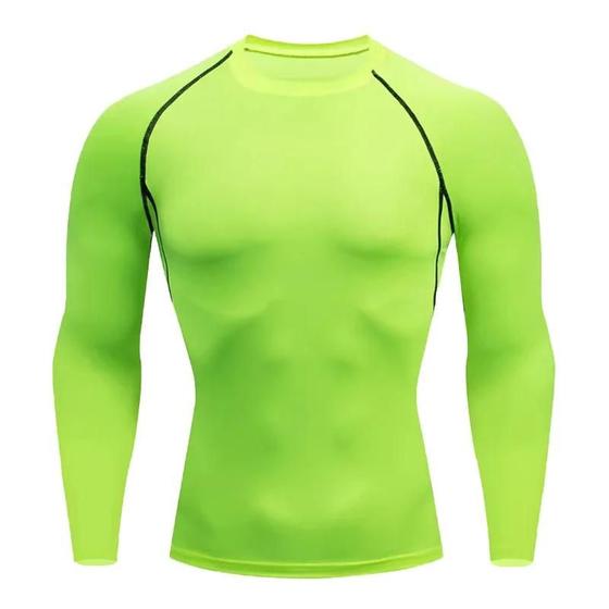 Imagem de Camiseta Masculina De Compressão De Secagem Rápida Manga Comprida Esportiva Academia Treino Jogging