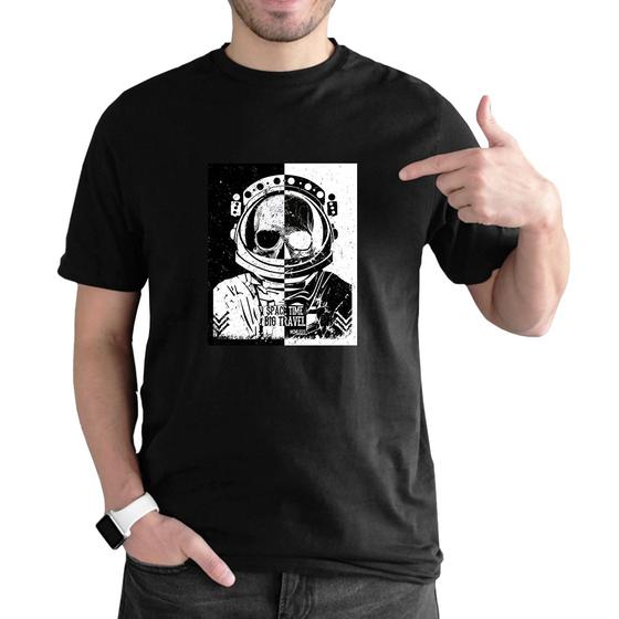 Imagem de Camiseta Masculina Estampa Caveira Verao Manga Curta 100% Algodao Com Abridor de Garrafa