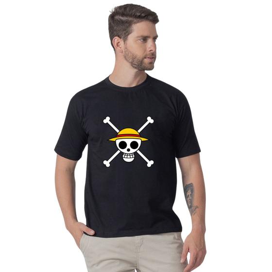 Imagem de Camiseta Masculina Estampa Personalizada Manga Curta Gola Careca Caveira One Piece