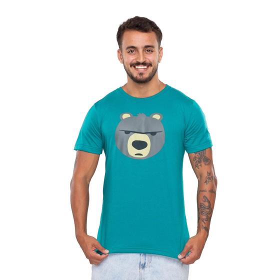 Imagem de camiseta masculina estampa Urso Algodão gola redonda Básica