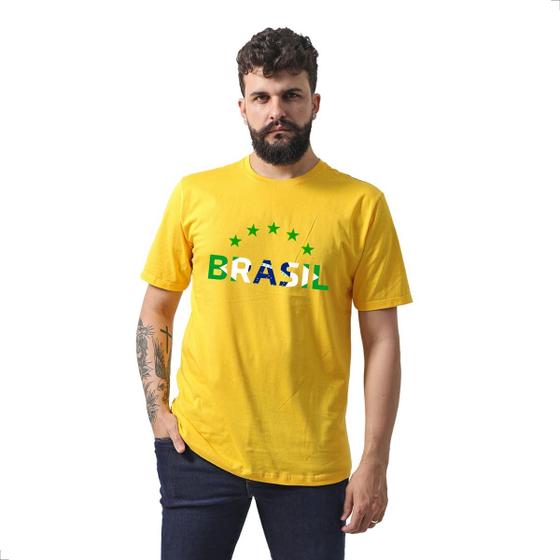 Imagem de Camiseta Masculina Estampada Copa Brasil 100% Algodão CAMAGBREST4