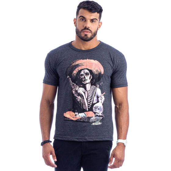 Imagem de Camiseta Masculina Estampada Sortida Tamanho M - Kit 10Un