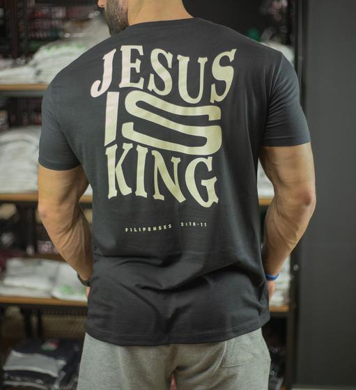 Imagem de Camiseta Masculina Evangélica  Gospel Jesus is King Plus Size do M ao G3 100% Algodão Fio 30.1