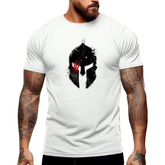 Imagem de Camiseta Masculina Gladiador Manga Curta Gola Redonda Academia Lazer Shopping 100% Algodão