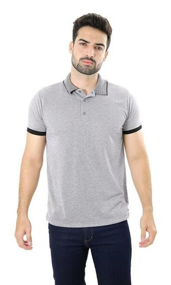 Imagem de Camiseta Masculina Gola Polo Furta-Cor Bicolor Branco Preto Prime Viscose