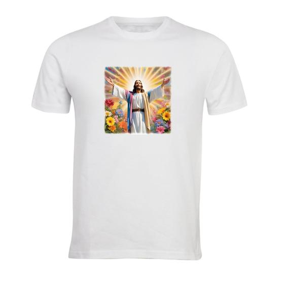 Imagem de Camiseta masculina manga curta Jesus no Paraíso novidade fé doutrina