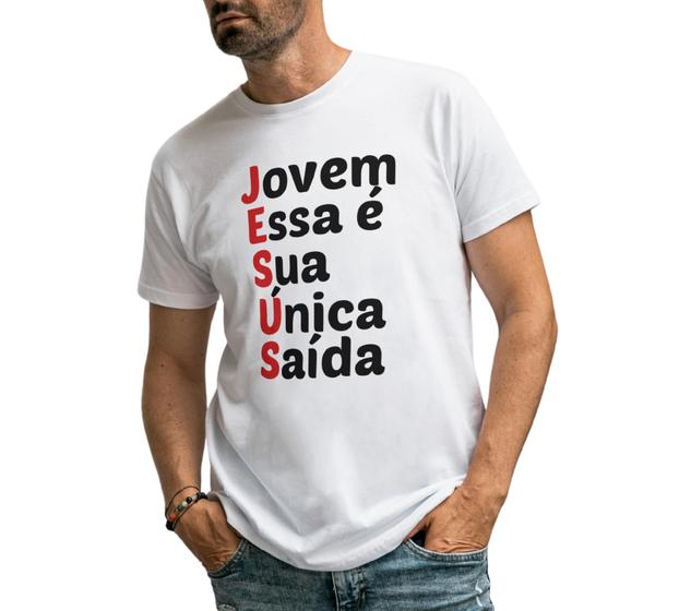 Imagem de Camiseta Masculina Manga Curta Jovem sua única saída Moda Evangélica Cristã Gospel