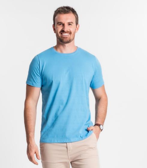 Imagem de Camiseta Masculina Meia Malha Maquinetada Diametro Azul