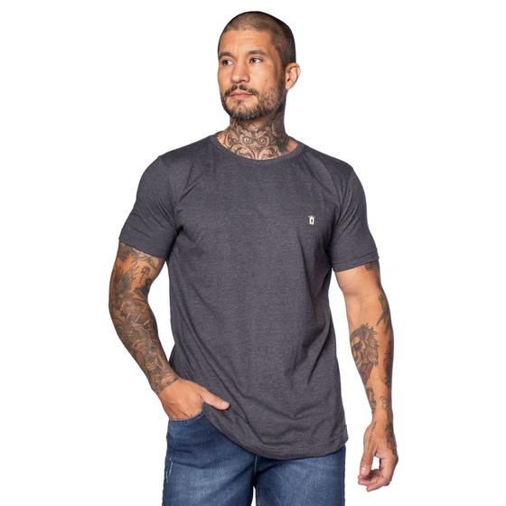 Imagem de Camiseta Masculina Over Surf Básica Mesclada Cinza Escuro