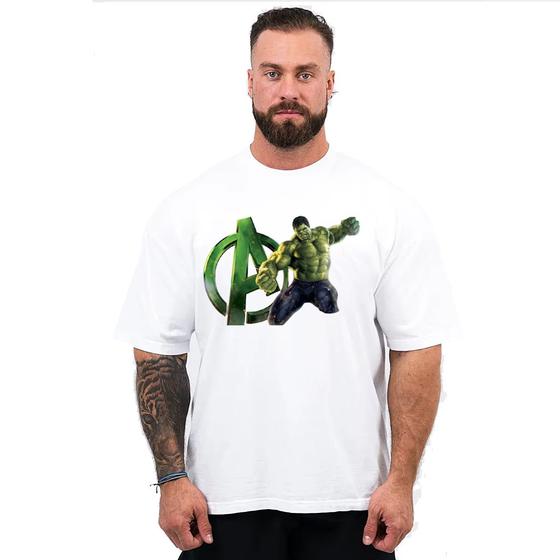 Imagem de   Camiseta Masculina oversized Básica Estampa Criativa Personalizada Avergers Hulk Moda Urbana Algodão Premium 