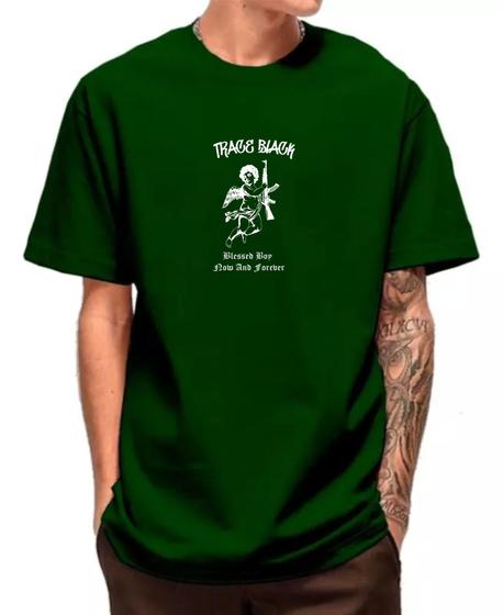 Imagem de Camiseta Masculina Oversized Camisa Streetwear Trace Blessed 100% Algodão