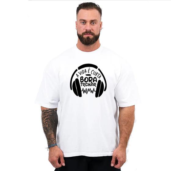 Imagem de Camiseta Masculina Oversized Estampa Personalizada A Vida É Curta Estilo Urbano Corte Amplo Streetwear Relaxada