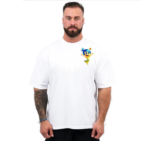 Imagem de Camiseta Masculina Oversized Estampada  Alegria Divertidamente Personalizada Premium Corte Largo Relaxado Look Moderno Casual