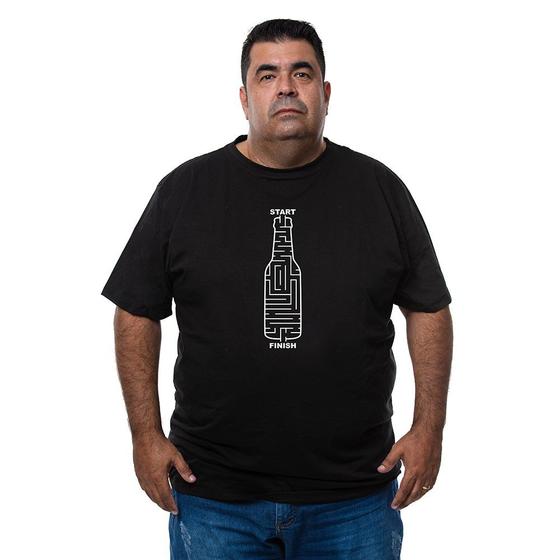 Imagem de Camiseta Masculina Plus Size Algodao Estampa Labirinto De Cerveja Com Abridor De Garrafa