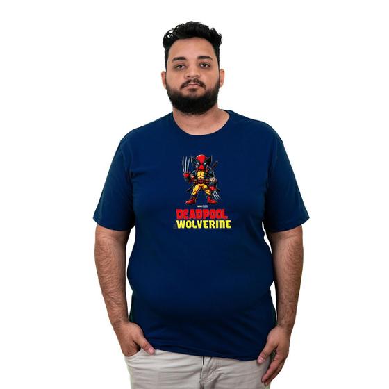 Imagem de Camiseta Masculina Plus Size Deadpool and Wolverine Fusion 100% algodão