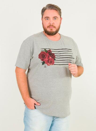 Imagem de Camiseta Masculina Plus Size Rosas Rabiscadas Urien