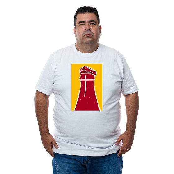 Imagem de Camiseta Masculina Plus Size Tamanho Especial G1 G2 G3 G4 Algodao Estampa De Garrafa Com Abridor