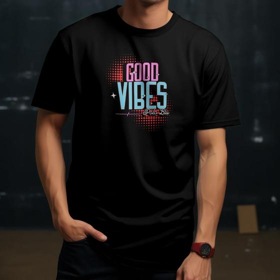 Imagem de Camiseta Masculina Polo Blu Good Vibes Confortável em Algodão do P ao G1