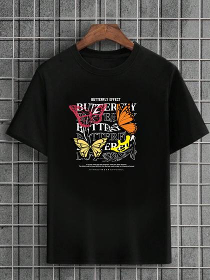 Imagem de Camiseta Masculina Preta 100% Algodão Butterfly effect