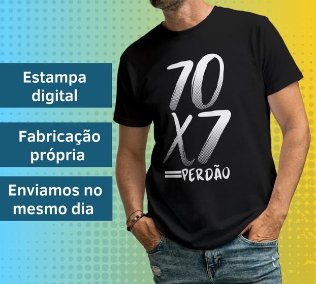 Imagem de Camiseta Masculina Preta Manga Curta 70x7 = Perdão Moda Evangélica Cristã Gospel