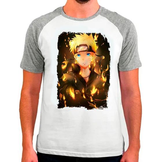 Imagem de Camiseta Masculina Raglan Branca Desenho Naruto Anime 05