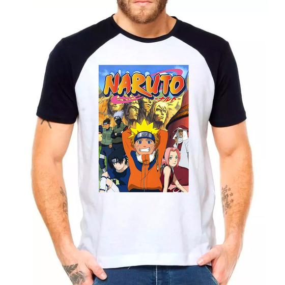 Imagem de Camiseta Masculina Raglan Branca Desenho Naruto Anime 20