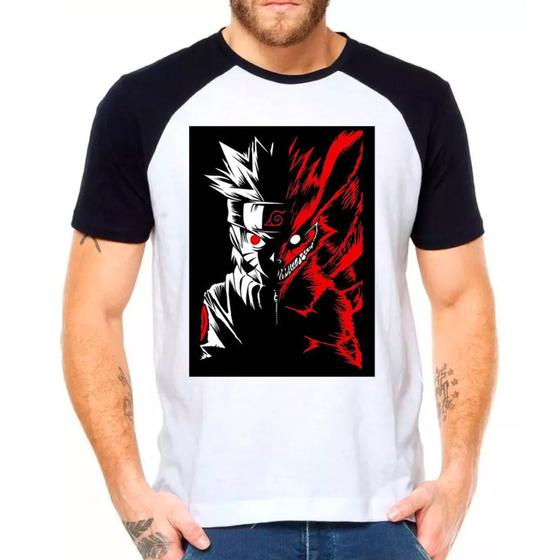 Imagem de Camiseta Masculina Raglan Branca Desenho Naruto Anime 26