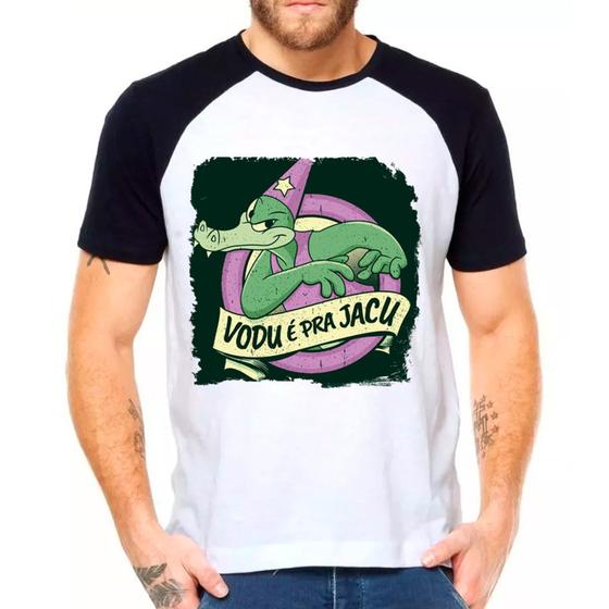 Imagem de Camiseta Masculina Raglan Branca Picapau Jacaré