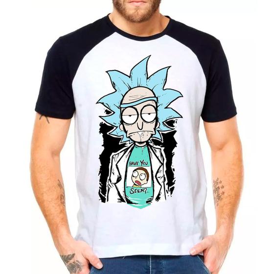 Imagem de Camiseta Masculina Raglan Branca Rick and Morty 45