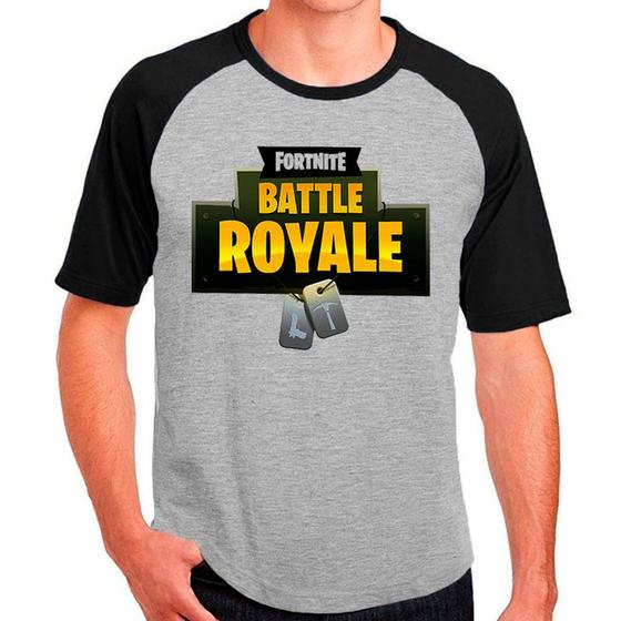 Imagem de Camiseta Masculina Raglan Fortnite Cinza Preto 05