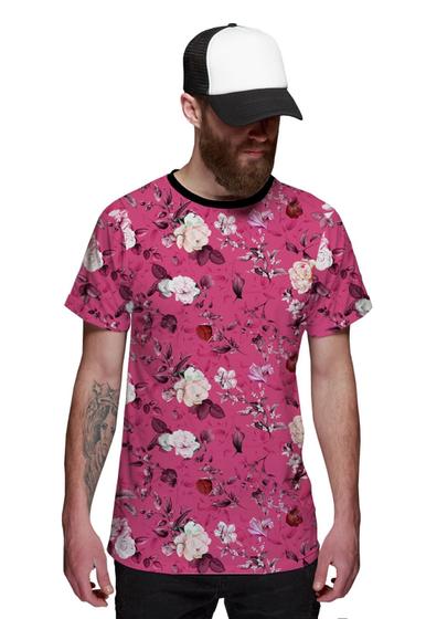 Imagem de Camiseta Masculina Rosa Floral Verão 2019 Top