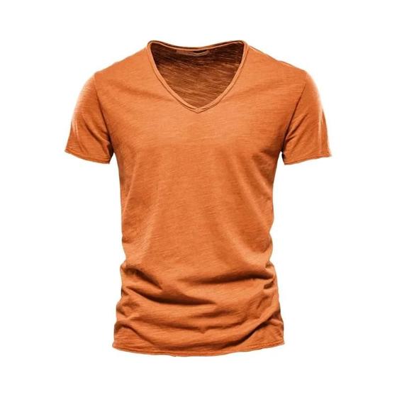 Imagem de Camiseta Masculina Slim Fit - Algodão, Decote V, Manga Curta