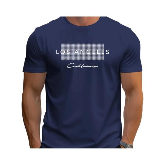 Imagem de Camiseta Masculina Slim Fit - Algodão, Estampa Los Angeles - Casual e Esportiva