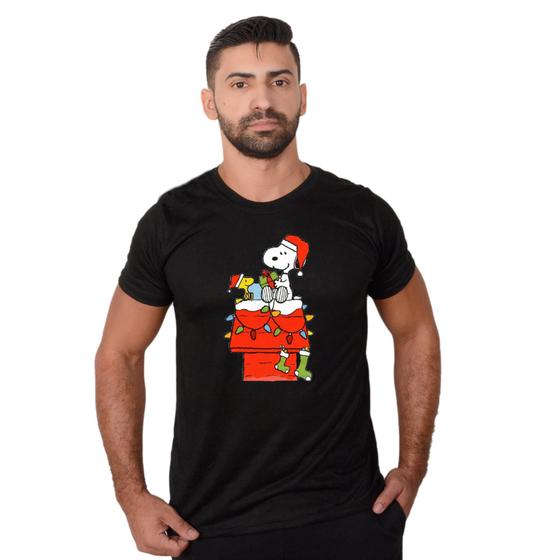 Imagem de Camiseta Masculina Snoopy Natal Desenho Animado Manga Curta