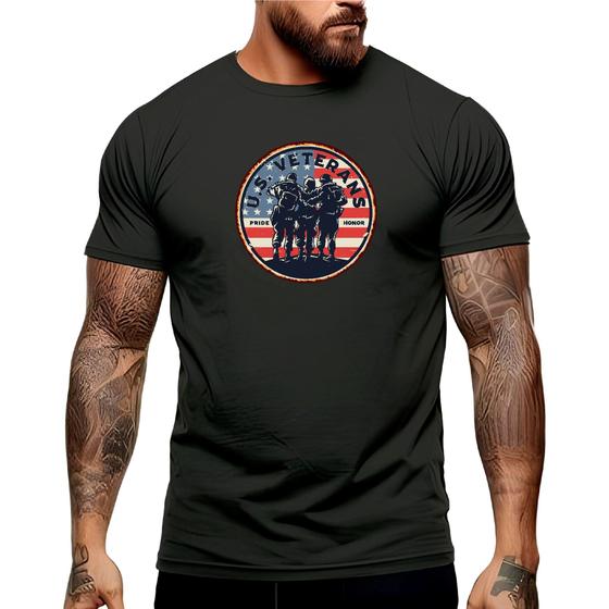 Imagem de Camiseta Masculina Soldados USA Exercíto Manga Curta Gola Redonda Academia Shopping 100% Algodão