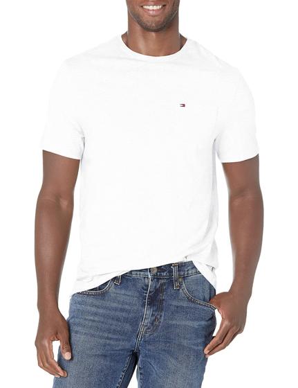 Imagem de Camiseta masculina Tommy Hilfiger de manga curta com gola redonda branca