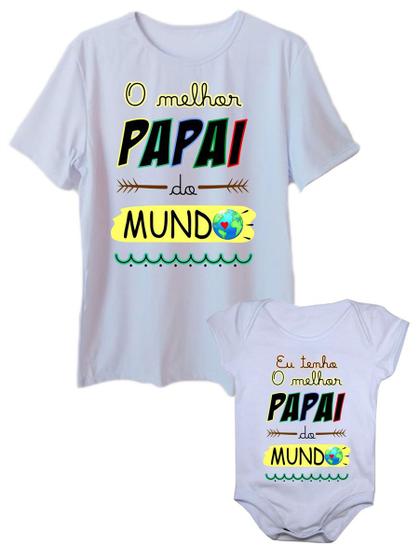 Imagem de Camiseta Melhor Papai Do Mundo Com Body de Bebê Pai Tamanho Especial Plus Size