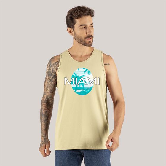 Imagem de Camiseta Miami Comb Regata Estampada Algodão Excelente Para Treinar Academia