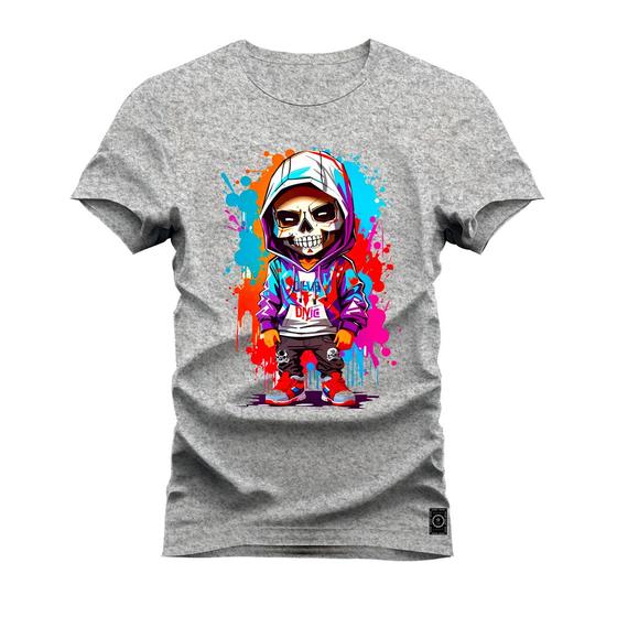 Imagem de Camiseta Mini Caveira Terror Plus Size Extra Grande T-Shirt Estampada Varias Cores