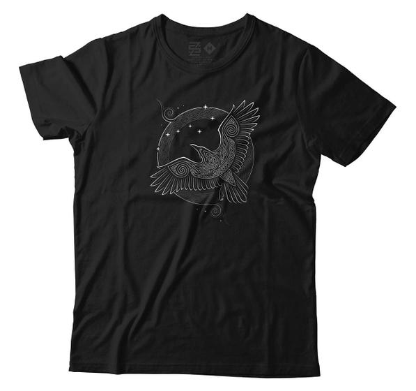 Imagem de Camiseta Mitologia Nórdica Corvo De Odin Hugin Munin Camisa Unissex
