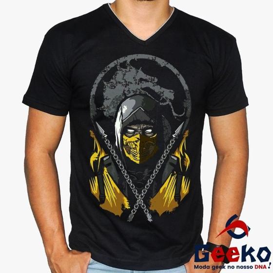 Imagem de Camiseta Mortal Kombat 100% Algodão Scorpion Geeko