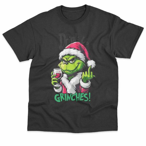 Imagem de Camiseta Natal 2025 Grinch Drink Up Grinches Basica Estampada Unissex 100% Algodão