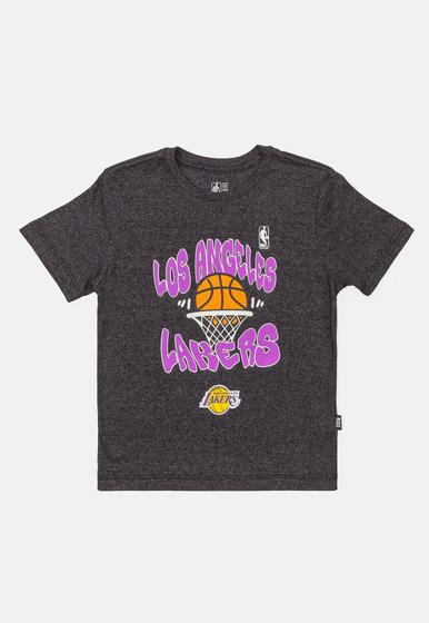 Imagem de Camiseta NBA Juvenil Basket Los Angeles Lakers Preta Mescla