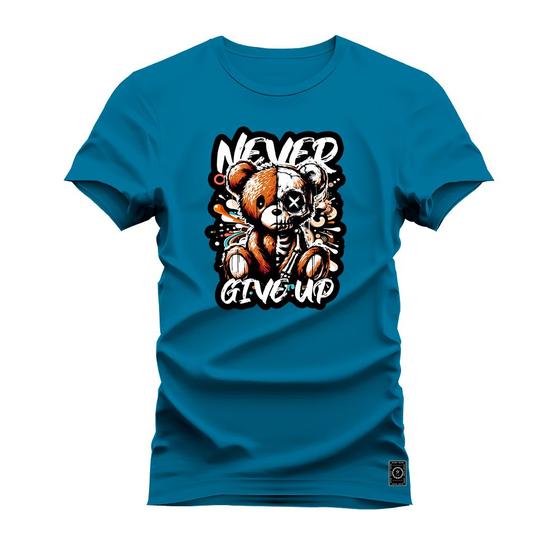 Imagem de Camiseta Never Give Up Estampada Algodão Confortável 30.1 Penteada