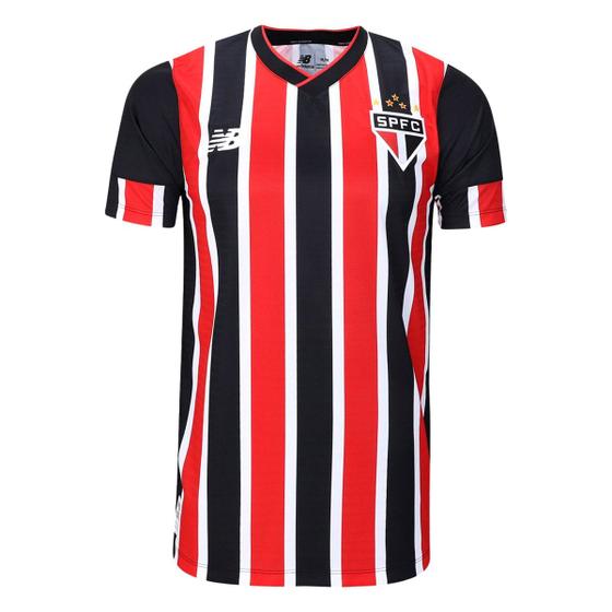 Imagem de Camiseta New Balance Away SPFC 2024 Torcedor Vermelho Branco e Preto - Masculina